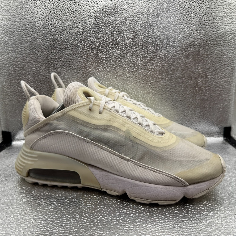 Size 10.5 Nike Air Max 2090 Triple White Lace-Up Mens Running Shoes BV9977-100
